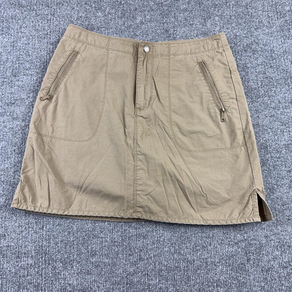 Columbia Skirt Womens 4 Beige Cotton A-Line Short Zip Pockets Travel XL5007